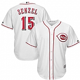 Reds 15 Nick Senzel White Cool Base Jersey Dzhi,baseball caps,new era cap wholesale,wholesale hats